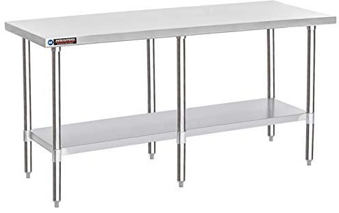 DuraSteel 24x84 Stainless Steel Work Table - NSF Commercial Prep Metal Table - Outdoor Pizza Oven Stand w/Under Shelf - Kitchen Island Laundry Utility Garage Microwave Stand Large Rolling Storage Cart