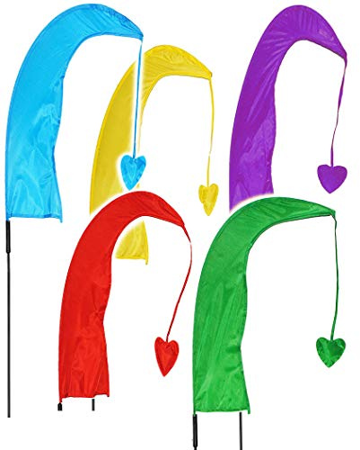 alles-meine.de GmbH 3 Stück 1,5 m - XL - Balifahnen/Windfahnen - GELB - UV-beständig & wetterfest - Windrichtungsanzeige mit Fahnenstange - aus Nylon/Flagge Windrichtun..