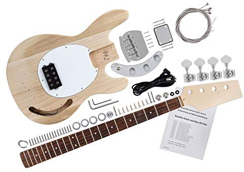 Rocktile DIY MM Bausatz E-Bass - Do-it-yourself Bausatz MM-Style - Korpus: Paulownia - Hals: Ahorn geschraubt - Griffbrett: Blackwood