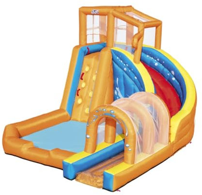Bestway H2OGO! Hurricane Inflatable Mega Bouncy Castle Water Park for Kids with Water Slide, Climbing Wall and Pool Area, Multi-Colour