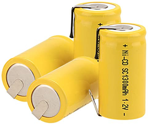 Anmas Power 4-Pack High Capacity 1300mAh NiCd Sub C Rechargeable Batteries with Tabs - Long-Lasting Performance for Electronics, Yellow