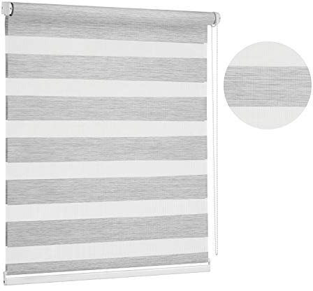 Premium Grey Day and Night Zebra Window Roller blind, 17 width sizes, large 200cm drop (50cm Wide) 19.7
