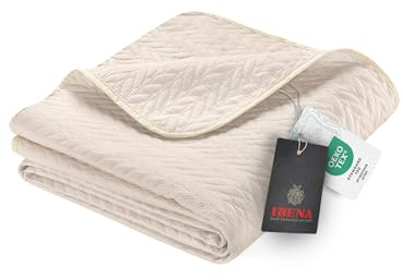 Ibena Nancy Tagesdecke 280x250 cm Tagesdecke Bettüberwurf beige leichte Decke mit Zopfmuster