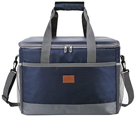 Colrid Große Faltbar Thermotasche, 36L Kühltasche, Lunchtasche, Picknicktasche, mit Verstellbaren Schultergurt, Große Kapazität, für Reisen im Freien, Strand, Camping, Wandern, Picknick (Marineblau)