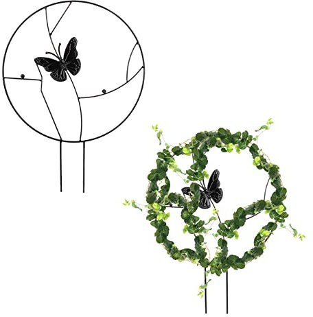 Goosacyon 2Pcs House Plant Support Trellis Small Trellis for Climbing Plants Outdoor Metal Butterfly Plant Supports for Vines Vegetables Flowers Rose Jasmine