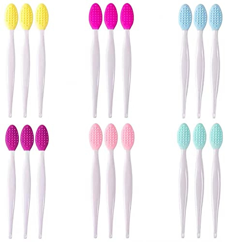 Doromy 18 Stück Silikon-Peeling-Lippenpinsel, Lippenpeeling, weiche Lippenpinsel, doppelseitige Lippenpinsel, Lippenpeeling-Bürste, weiche Reinigung, Nasenbürste, Beauty-Werkzeug für glattere Haut und