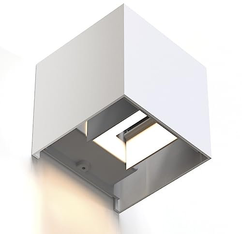 Hama LED Wandleuchte (WLAN Lampe für innen und außen IP 44, Smart Home Lampe steuerbar per App und Sprache, dimmbar 2700 K – 6500 K, smarte Lampe mit einstellbarem Abstrahlwinkel, Metall) weiß