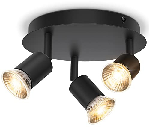 Aigostar Lámpara de Techo Focos LED Plafón con 3 Focos GU10 Base ø200mm, Ajustable y Giratorio Lámpara de techo paradormitorio, cocina, salón, pasillo. No incluye bombillas