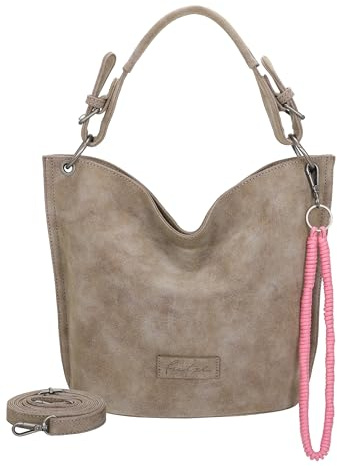 Fritzi31N Vintage Hobo Bag Damen Umhängetasche Handtasche Schultertasche Freizeit Reise City vegane Lederoptik 28 x 26 x 13 cm – Schwarz, Rosa, Braun, Türkis, Grün, Grau, Beige, Pink, Violett, Blau