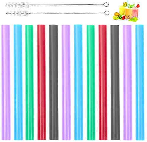 60 Stück Strohhalme, Wiederverwendbare Trinkhalme mit 2 Reinigungsbürsten, Strohhalm für Smoothies, Saft, Cocktail, Heißgetränk (10MM Durchmesser, 23 CM Lang)