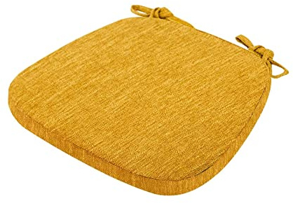 Yadlan Stuhlkissen 40x40 2er Set, Sitzkissen FüR KüChenstuhl mit BäNdern rutschfest, Verdicken GedäChtnisschaum Vintage Restaurants Stuhlauflage Doppelt Bezug Landhaus Waschbar Gelb