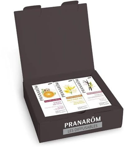 PRANAROM Cofre Emociones BIO Difusión 3x10 ml – Aromaterapia y Bienestar | Estuche de 3 sinergias ecológicas para difusor. Regalo ideal para el bienestar emocional en casa.