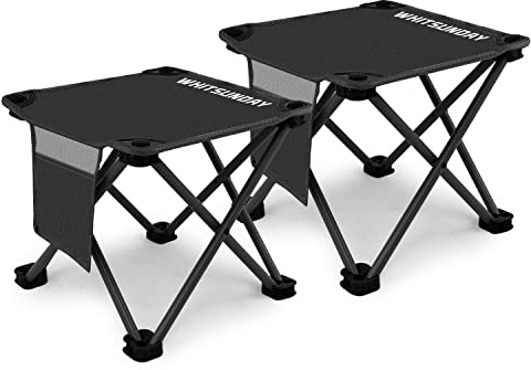 Whitsunday Folding Stool,12.6 Inch Portable Folding Stool for Camping Fishing Hiking Gardening and Beach Black-2PCS