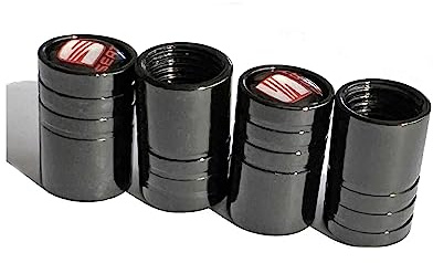 4 Stück Set Aluminium Ventilkappen SEAT Style Logo für Auto, Fahrrad, Motorrad. Deckel aus Metall (Schwarz)