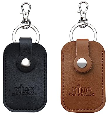 KING OF FLASH Black and Brown USB Flash Drive Portable Travel Memory Stick Shuttle Carry Case - Holds 1 USB Sticks with Keyring Hook - 2 Pack