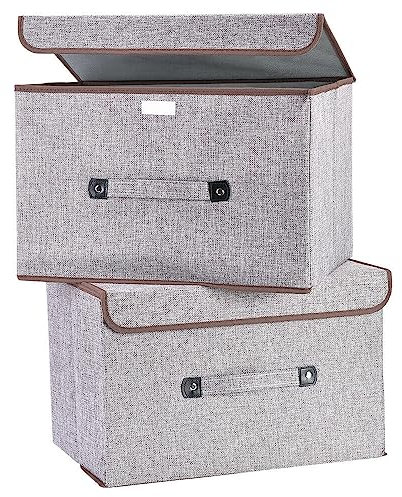 U. Uberlux 3er Set Aufbewahrungsbox mit Deckel, faltbare Box, Stoffbox, Faltbox, Ordnungsboxen, Box, Kiste aus Stoff, Kleiderschrank Ordnungssystem für Kleidung, Spielzeug, Bücher, 45x30x30cm