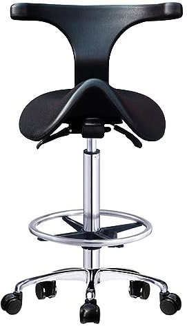 TUJOBA Sattelhocker Ergonomische Rückenlehne Medizinische Stühle, Schwenkbarer Zahnstuhl mit Fußstütze, Einstellbarer Hydraulischer Stuhl für Office -Techniker, 308 Lb Gewichtskapazität