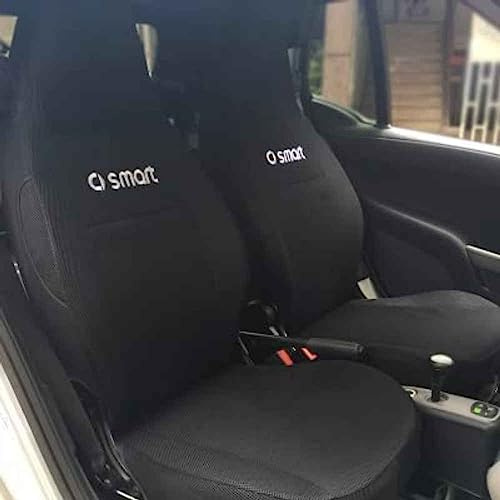 TaKesh 2 Teiliges Auto Vollwickel Sitzbezug Set, Für Smart 451 Fortwo, Atmungsaktives Vordersitzkissen, Vier Jahreszeiten, rutschfeste Schutzhülle, Innendekorationszubehör,normal-Bla-ck