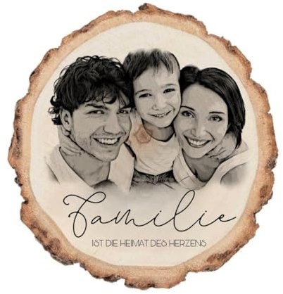Baumscheibe mit Foto Gravur, Muttertag, Vatertag, Ostern, personalisiertes Fotogeschenk, Holzscheibe mit Foto - Massivholz Naturholz Echtes Naturholz
