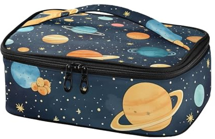 Mnsruu Lonchera térmica pequeña portátil con diseño de dibujos animados de planeta para el trabajo, la oficina o la escuela