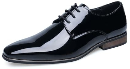 Sharp-Toed Business - Zapatos de vestir para hombre de piel de charol para novios, Negro -, 46.5 EU