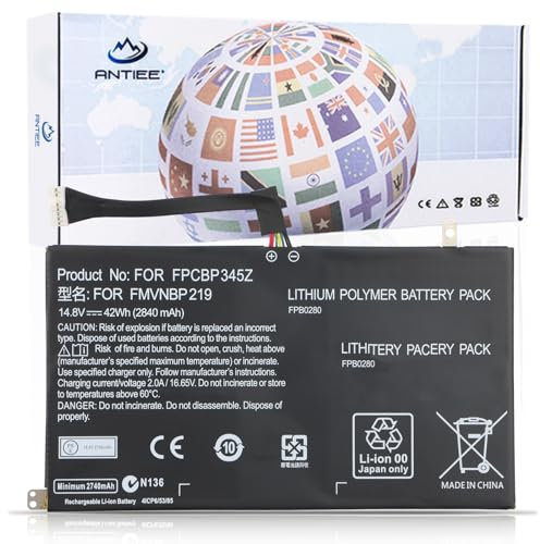 ANTIEE 42Wh FPCBP345Z Laptop Replacement Batteria per Fujitsu LifeBook UH572 UH552 Ultrabook 13.3-inch Series i5-3317u i7-3517u i3-3217u FPB0280 FPCBP345 FMVNBP219 14.8V 28400 mAh
