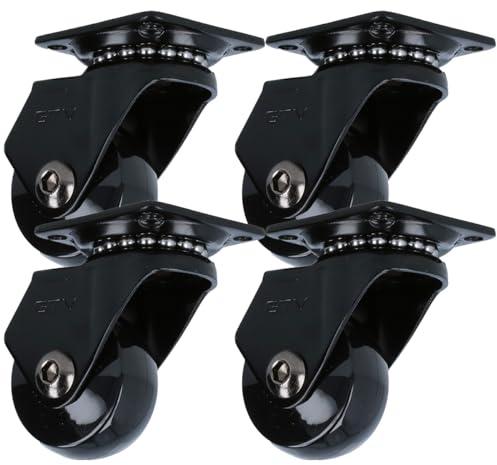 MS Beschläge moderne schwarze Möbelrolle Design-Möbeltransportrolle 360° drehbare Anschraubplatte Polyurethan Lenkrolle kugelgelagert (Ø 35mm, 4)