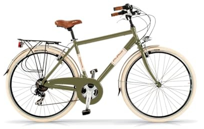 Via Veneto Bazam - Herrenfahrrad Elegance Man, 28 Zoll, 18-Gang-Schaltung, Größe 54, Oase-Grün, Retro-City Bike aus Aluminium | VV615AM
