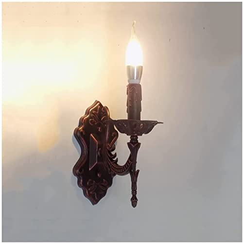 SSNCcNC Vintage Wandleuchte Innen Europäischen/Amerikanischen Kerzen Wandlampe Retro Rustikal Eisen Wandbeleuchtung Antik Nachttischlampe ​für Treppen Flur Aisle Loft Bar Cafe Schlafzimmer E14,D