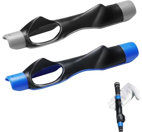 DALAETUS 2 Stück Golf-Griff-Trainingshilfe, Golf-Griff-Trainer, Golf Schwung Trainer, Arm-Band Schwung Haltungskorrektur Praxis Ausrichtung für Golf Anfänger(Blau&Grau)