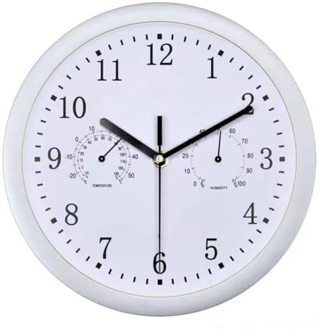 Reloj de Pared para Exteriores, 28,4 cm, Resistente al Agua, Vintage, Reloj de jardín con termómetro e higrómetro, Funciona con Pilas, no Hace, para decoración de Pared de jardín