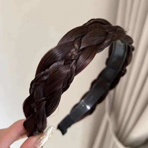 Damen Haarreif, Fischschwanz, Zopf Stirnband, Stirnbänder, verziert Haarreifen - Party, Hochzeit, Kopfschmuck, Haarband für Frauen und Mädchen Haarbänder (Fünf Stränge dunkelbraun, Einheitsgröße)
