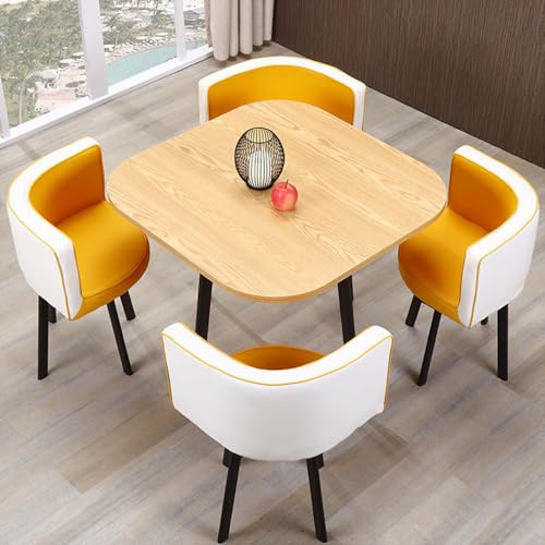 Generisch Rundes Quadratisches Esstisch-Set mit Stühlen Moderner Konferenztisch und 4 Stühle-Set Empfangstisch und Stuhl Kombination Küchentisch-Set aus für 4 Personen für Wohnzimmer,035,80cm/31.5in