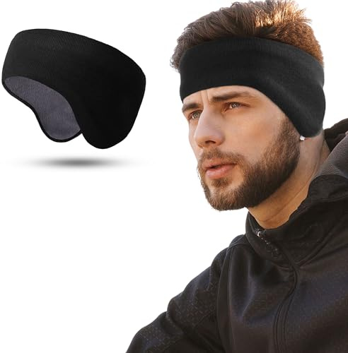 WTACTFUL Winter Double-Layer Fleece Ear Warmers Muffs Headband Ear Covers for Men Women Ski Running Cycling Hiking Black