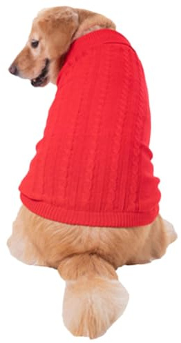 Hundepullover, Winter Warmer Hundepullover Rollkragen Strickpullover Hunde Pullover Weich Hundekleidung Hundepulli Hund Kleidung für Kleine Mittelgroße und Große Hunde und Katzen,Rot,M