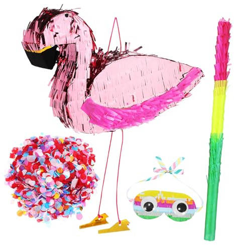 Abaodam 1 Set Flamingo-Geburtstags-Piñata inkl. Pinata-Augenbinde, lebendige Party-Dekoration für Feiern, zum Befüllen mit Leckereien für lustige Spiele