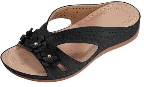 Sandales Et Mules Pour Femmes Été Mode Chaussure Compensées Bout Ouvert Sandales Claquettes Orthopédique Anti-Dérapant Chaussures De Plage Plateforme Mules Chaussons Respirantes Pantoufles