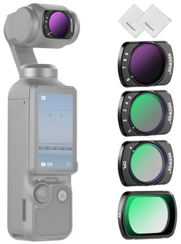 NEEWER Variable ND + CPL + UV Filter Set Compatible with DJI Osmo Pocket 3 / Pocket 4 / Xtra Muse , HD ND2-32/ND64-512 Neutral Density Action Camera Lens Filter Accessories