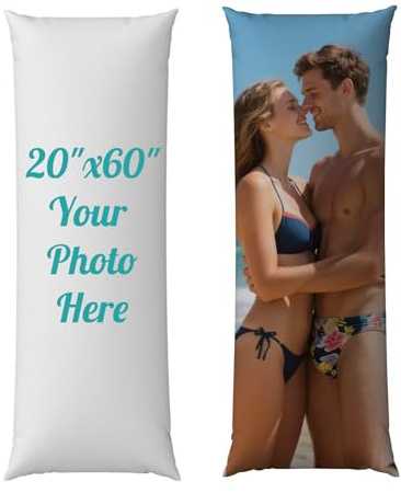 VPDTVK Individuelles Körperkissen, Körperkissenbezug, doppelseitiges Design, individuelle Kissen mit Bild, für Geburtstage, Valentinstag, Weihnachten, Hochzeitstage（152cm*51cm）