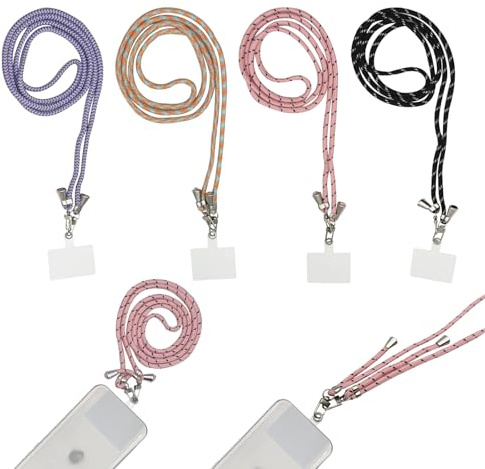 FOSDICK 4 Pezzi Cordino per Cellulare, Universale Laccio per Cellulare, Regolabile Laccetto per cellulare, Colorato Laccio Telefono, Cordino Telefono, Laccetti per Cellulari con 4 gancio telefono