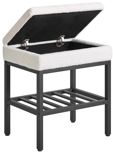 YMYNY HSC001W Banc à chaussures avec assise, banc de rangement, meuble à chaussures avec banc, étagère à chaussures, étroit, peu encombrant, pour entrée, couloir, salon, blanc