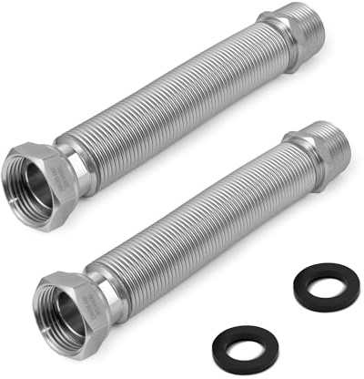 VANCOCO 2 Stk. Edelstahl-Flexrohr 1 Zoll Wellrohr Ausziehbar Flexibles Anschlussrohr Längenverstellbar von 200-400 mm Universelles Verbindungsrohr
