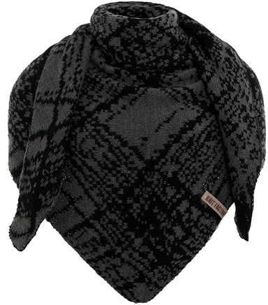 KNIT FACTORY - Dreiecksschal Lea - Damen Strickschal mit Wolle - Umschlagtuch für den Herbst und Winter - Winterschal - Dreieckstuch - Hochwertige Qualität - 190 x 85 cm