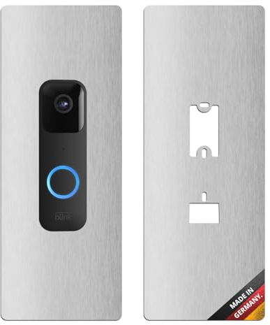 iSecur Edelstahl Blende Blink Akku Videotürklingel 100x260 mm - az222 | Edelstahl-Klingelschild für Blink Video Doorbell, verdeckt alte Bohrlöcher, robuste Türstation, wetterfest, passgenau