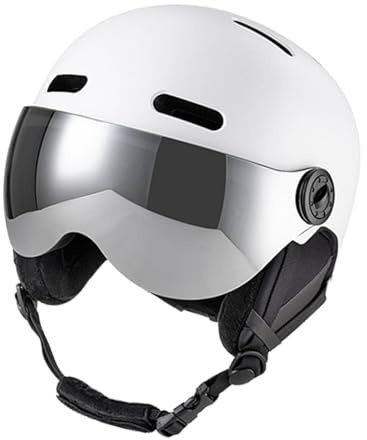 GEERYZHE Casque de Ski et de Snowboard avec Doublure EPS Amovible, Coussinets d'oreille, Visière Amovible, 12 Aérations pour Sports d'hiver