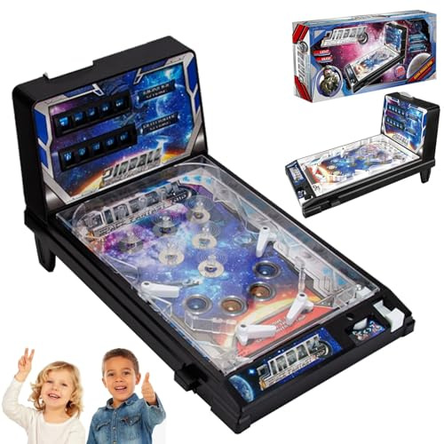 Kit de Flipper d'arcade passionnant, Jouet de tir de Balle de Bureau électronique, Sons Lumineux, Cadeaux de Flipper d'anniversaire avec Tableau de Bord numérique LED, thème Spatial