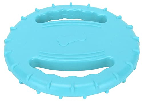 BSTCAR Juguete de Disco Volador para Perros, Juguete Chirriante de 2 Lados con Diseño Hueco para Mascotas, Juguetes Interactivos de Goma Suave para Perros para Masticar y Entrenar (Azul)