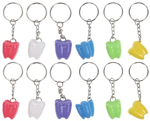 OSOLADY Juego de 12 organizadores de almacenamiento de dientes de leche, coloridos, con llavero, para niños, ideales para guardar los dientes de leche. Incluye un práctico contenedor de viaje. Diseño
