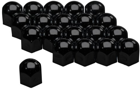 AutoStyle Satz universelle Radmutterkappen - Schwarz Stahl - 19mm | Satz à 20 Stück