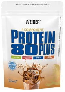 Weider Protein 80 Plus, 500g, Haselnuss-Nougat | 4-Komponenten Protein Pulver, 80% Eiweiß, Cremige Shakes mit Calcium & Vitamin B6